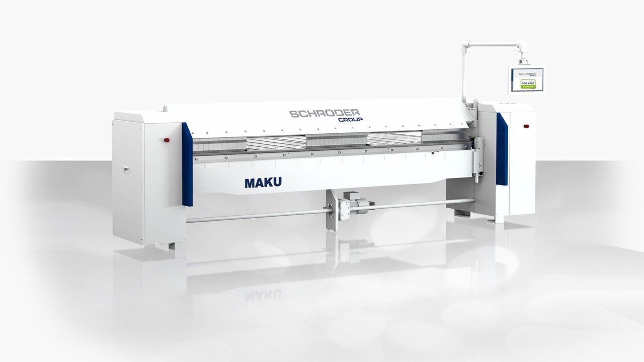 MAKU motorized folding machine: working length 3200 mm x 1.5 mm sheet thickness