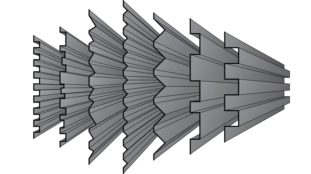 An important distinguishing feature of the new façade profiles are the different distances between the bends. Image rights: VM Building Solutions / VMZINC