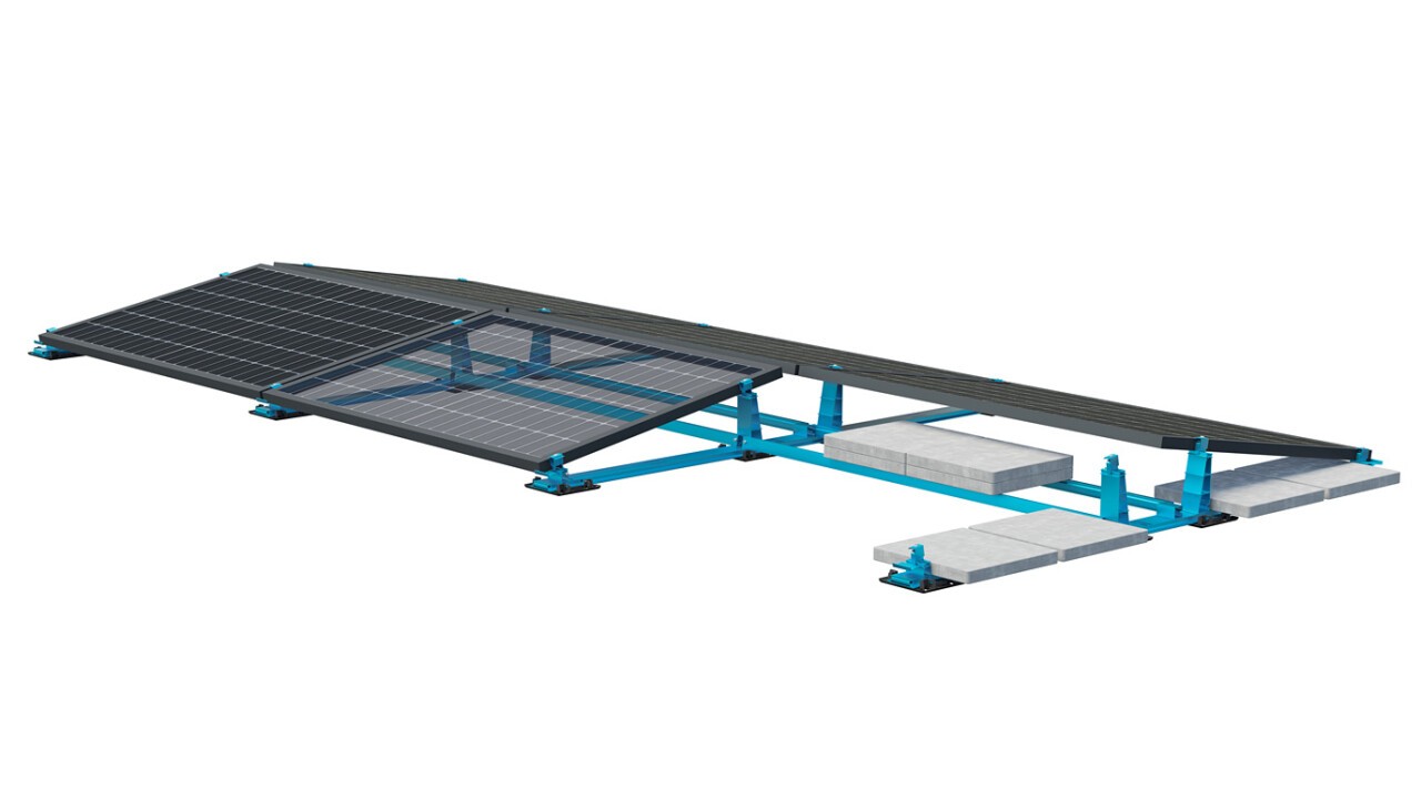 Das S:FLEX LEICHTmount RAIL 2.1 EW Flachdachsystem für Ost/West-Ausrichtung