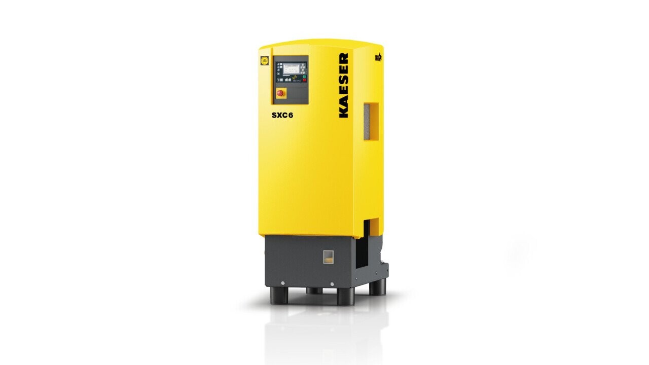 With super-low sound levels of max. 69 dB(A), Kaeser's SXC compact compressed air systems combine outstanding reliability and efficiency with high quality air treatment and a 215-l compressed air receiver.