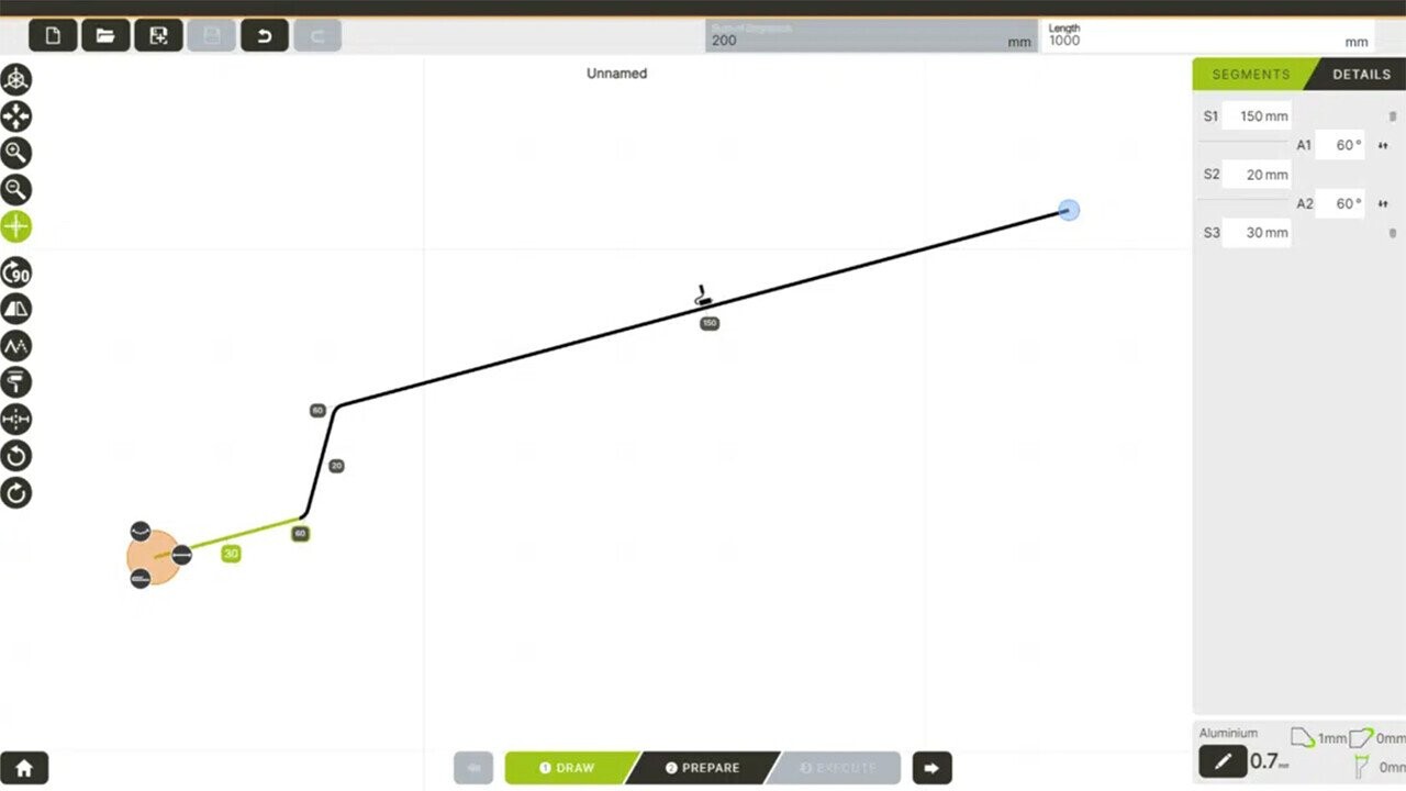 Select, draw, modify profiles within seconds or enter the bending parameters directly in step-by-step mode. 