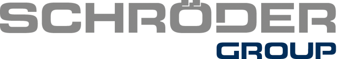 Logo mit dem Wort SCHRÖDER in großen grauen Großbuchstaben und dem Wort GROUP in kleineren dunkelblauen Großbuchstaben unterhalb der rechten Seite.